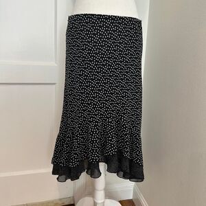 2000s Dressbarn Polka Dot Ruffle Midi High Low Hem Women's Skirt Size Small